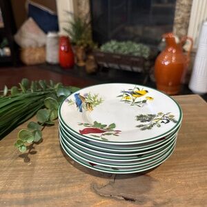 6 National Wildlife Federation Bread Butter Plates White Colorful Birds 6"